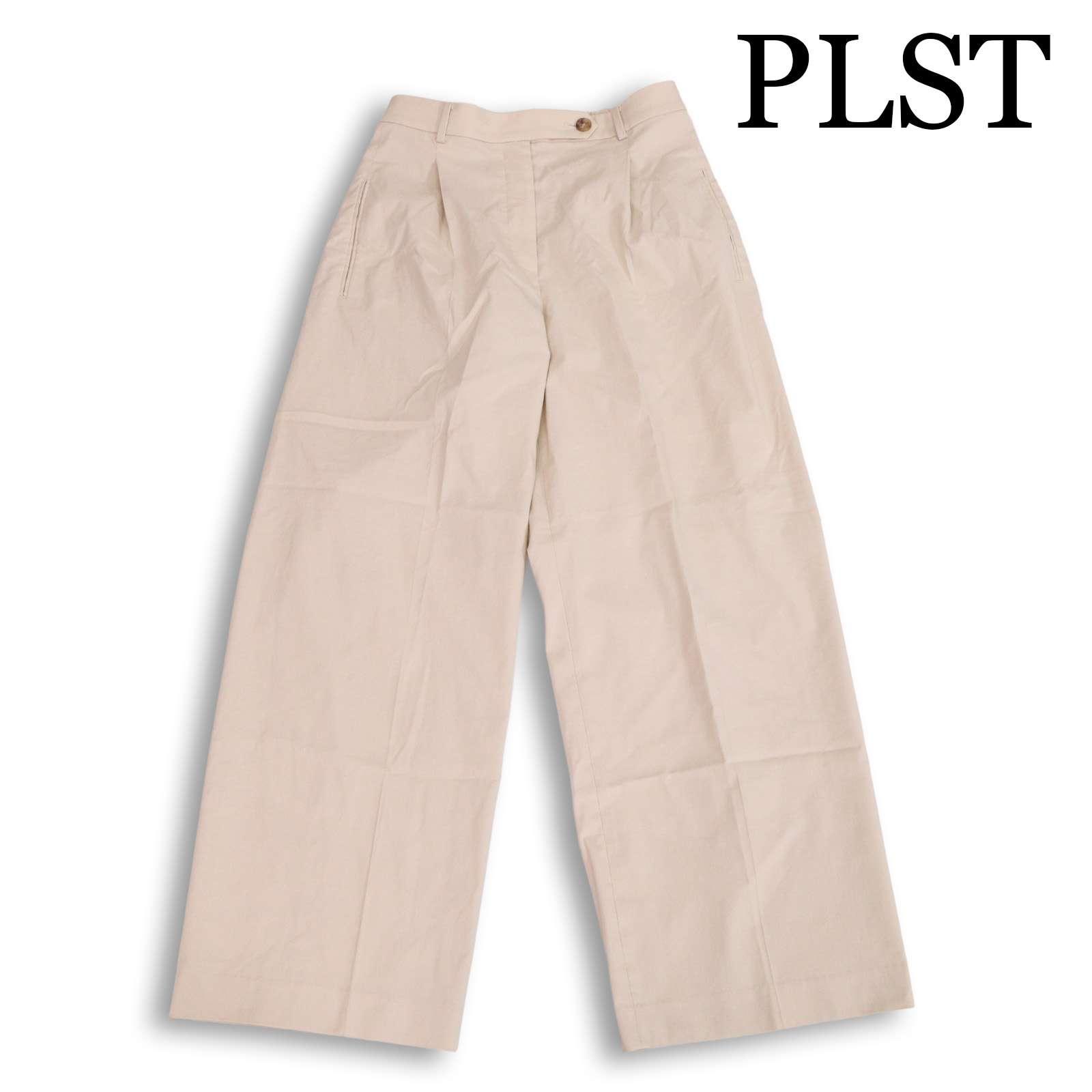 23SS PLST Plaste Spring/Summer High Stretch Linen Mixed Tuck Wide Pants Sz.XL Women s Large Size