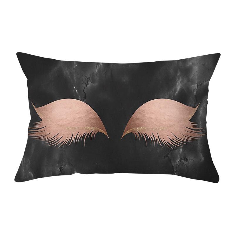 Peach Skin Waist Pillowcase Eyelash Print Cushion Cover Sofa Office Cushion Cover