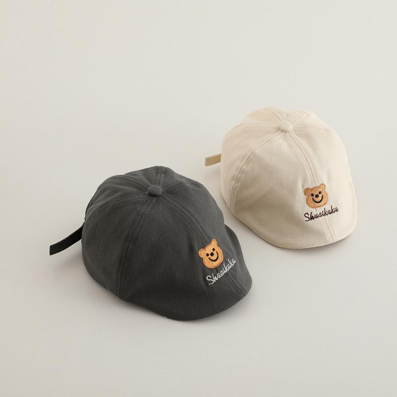 5 Farben Bär Baby Hut für Mädchen Jungen Kappe Vintage Baumwolle Kid Baskenmütze Hüte Einstellbar Infant Kleinkind Kappe 1-3Y