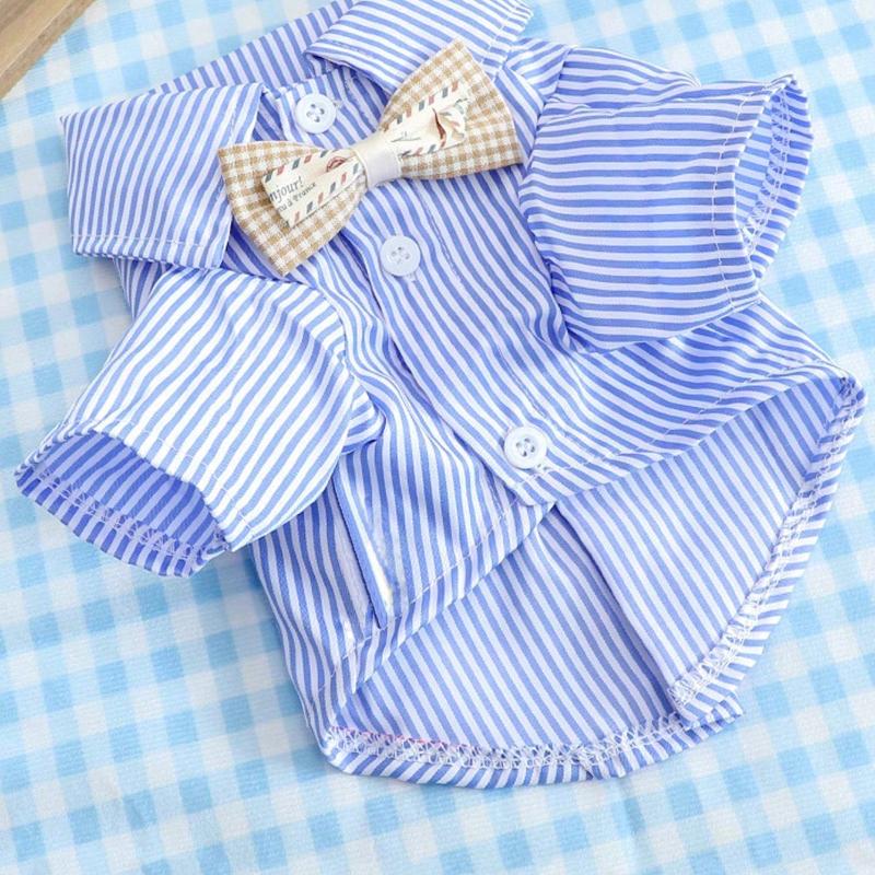 Blue Striped Pet Bow Tie Collar, Suitable for Cats and Dogs, for All Seasons