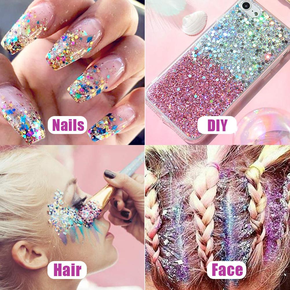 6 Color Sequins Glitter Body Gel 50ml Glitter Liquid Festival Glitter Cosmetic Face Hair Nails Makeup Long Lasting