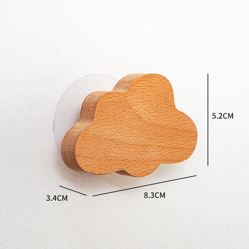 Nordic Solid Wood Star & Moon Wall Hook Set - Punch-Free Design for Coats & Hats