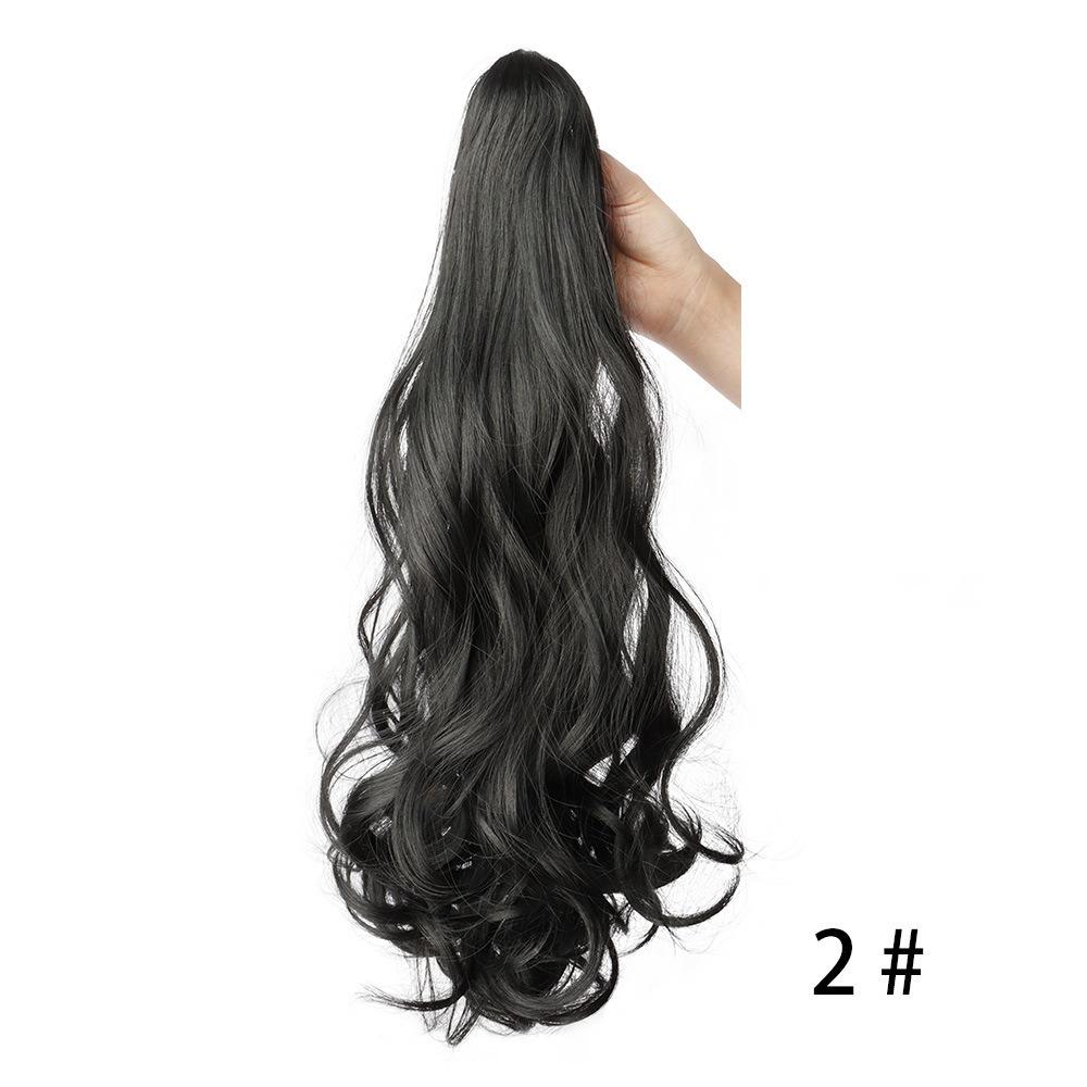 Corn Perm Long Wavy Curly Ponytail Ombre Pony Tail Hairpiece Claw Clip Ponytail Wig Daily
