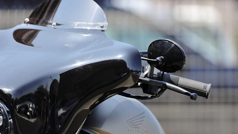 Kijima Motorcycle Euro Universal 1 Mirror, Type, 10mm/8mm Bolt, Oval, Fit, Left/Right, Black, Piece, 203-8085