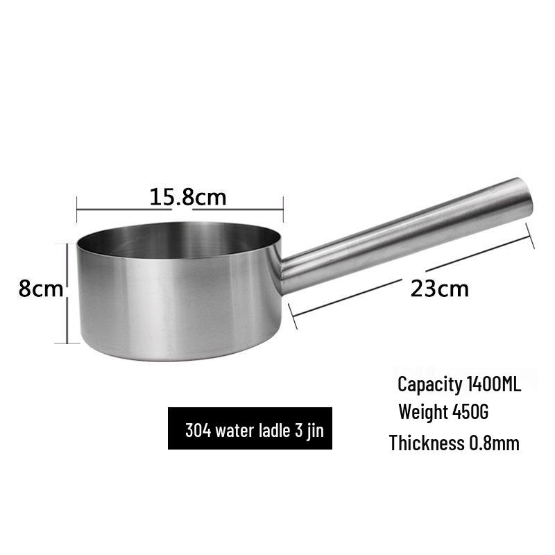 Stainless Steel Flat Bottom Kitchen Water Ladle and Soup/Milk Pot Combo.