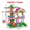 504 stücke Freunde Stadt Baum Haus Sommer Urlaub Villa Burg Bausteine Sets Figuren Garten DIY Spielzeug für Kinder Mädchen Geburtstag geschenk