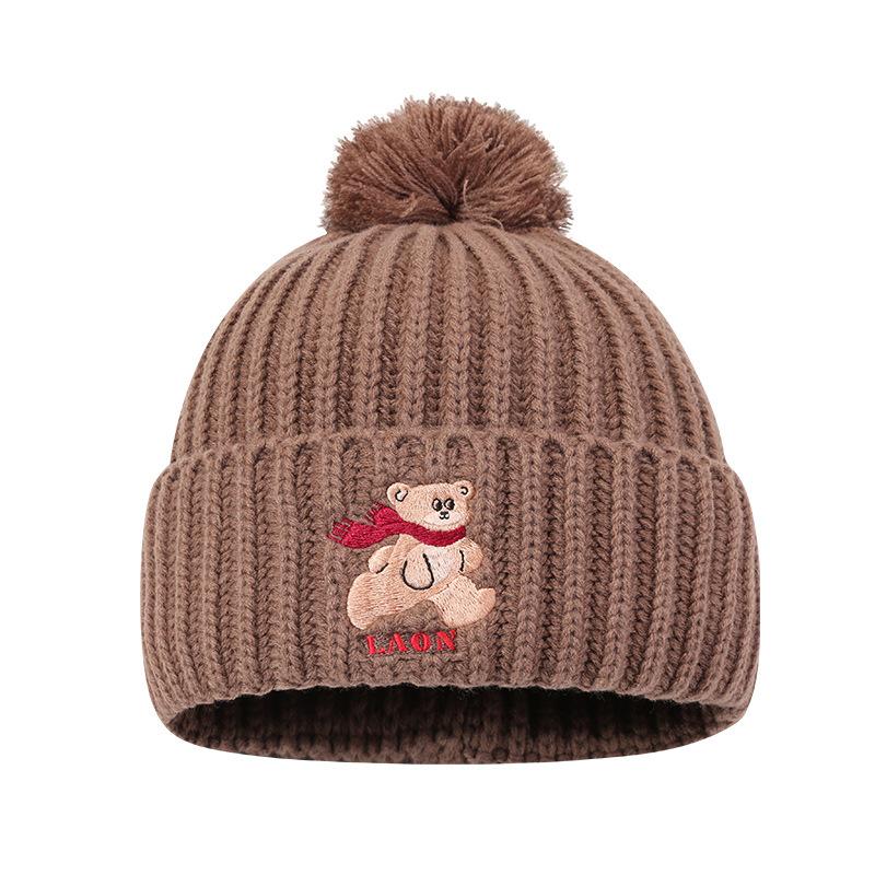Cute Bear Meladeka Knitted Wool Hat Women's New Winter Warmth Thickened Face Protecting Small Ear Protecting Ball Hat
