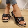 2025 New Metal Buckle Wedge Sandals for Women Fashion Rivet Decor Platform Slippers Woman Summer Thick Sole Roman Sandals Ladies