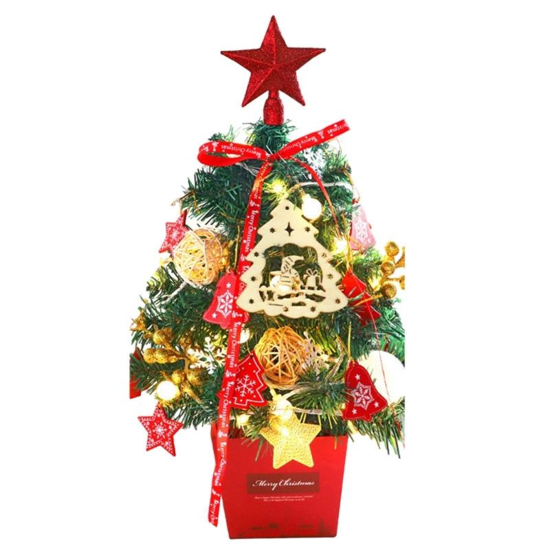 1Pcs Tabletop Christmas Tree with Bright LED Lights Home Decoration Accessories Stylish Holiday Present for Men Women