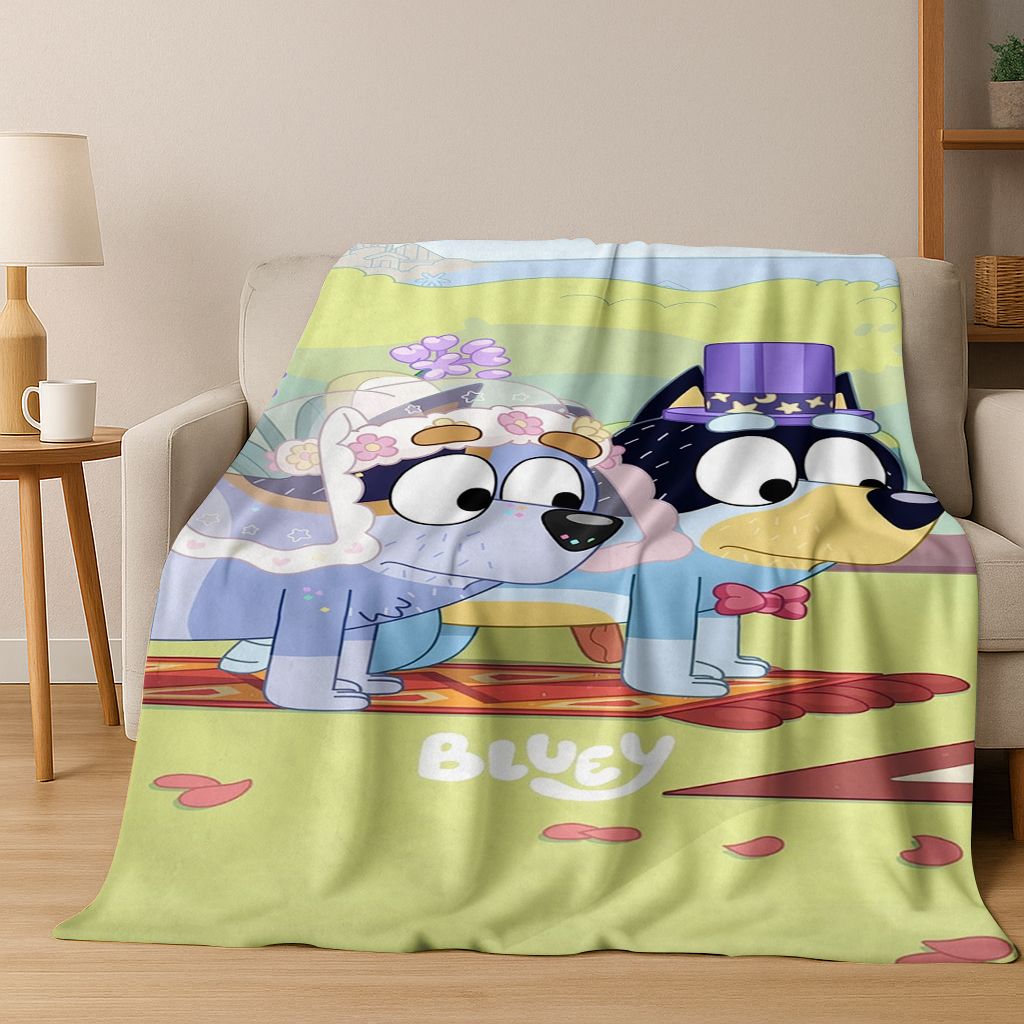 Classic B-Blueys Cartoon Dog Flannel Blanket Soft Warm Throw Blanket for Bed Bedroom Room Living Room Travel Picnic Kid Gift
