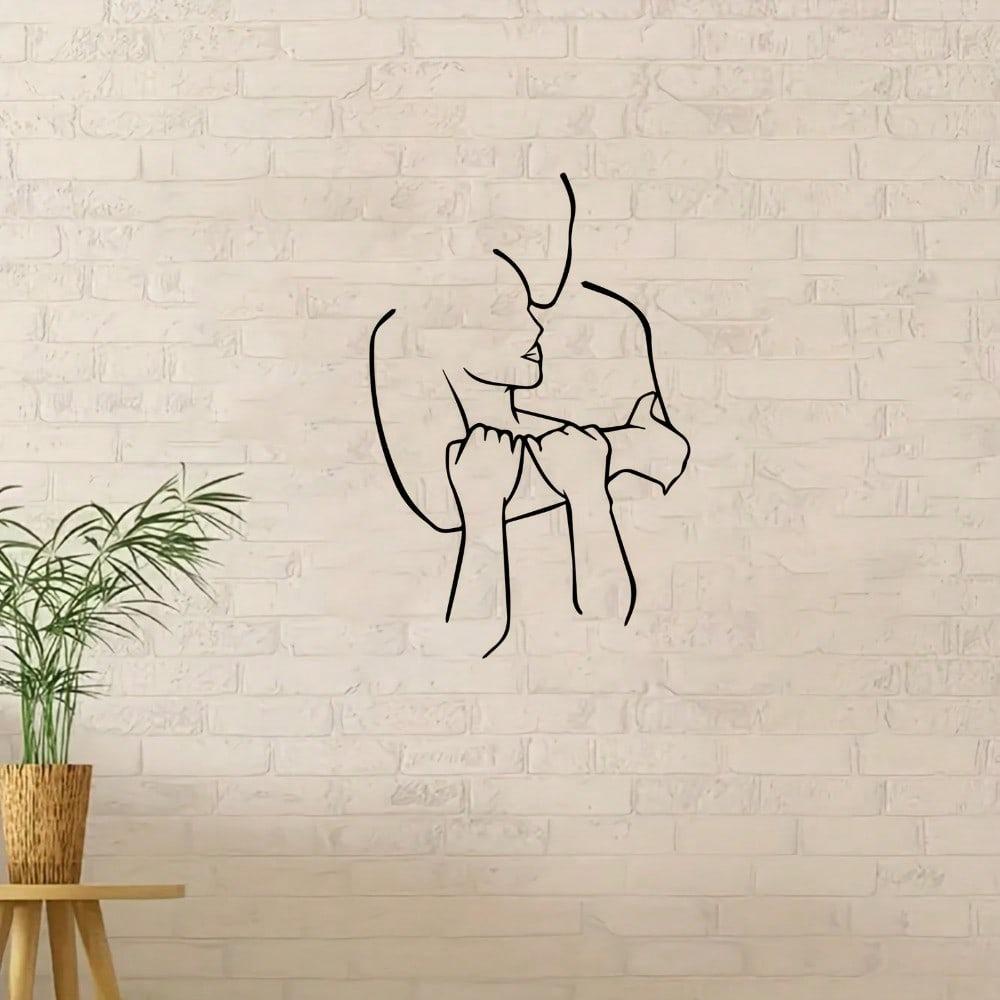 Vintage Couple Metal Wall Art Iron Wire Sculpture Powder Coated Home Decor Gift