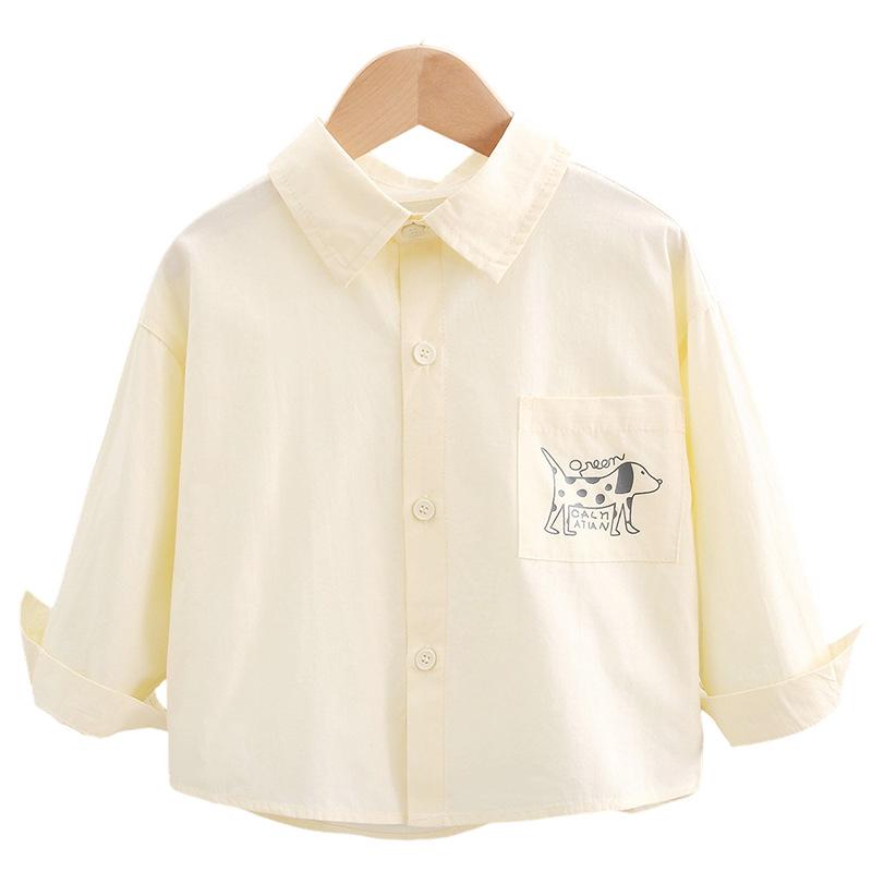 2024 Boys' Long Sleeve White Shirt - Stylish Spring/Autumn Wear for Kids