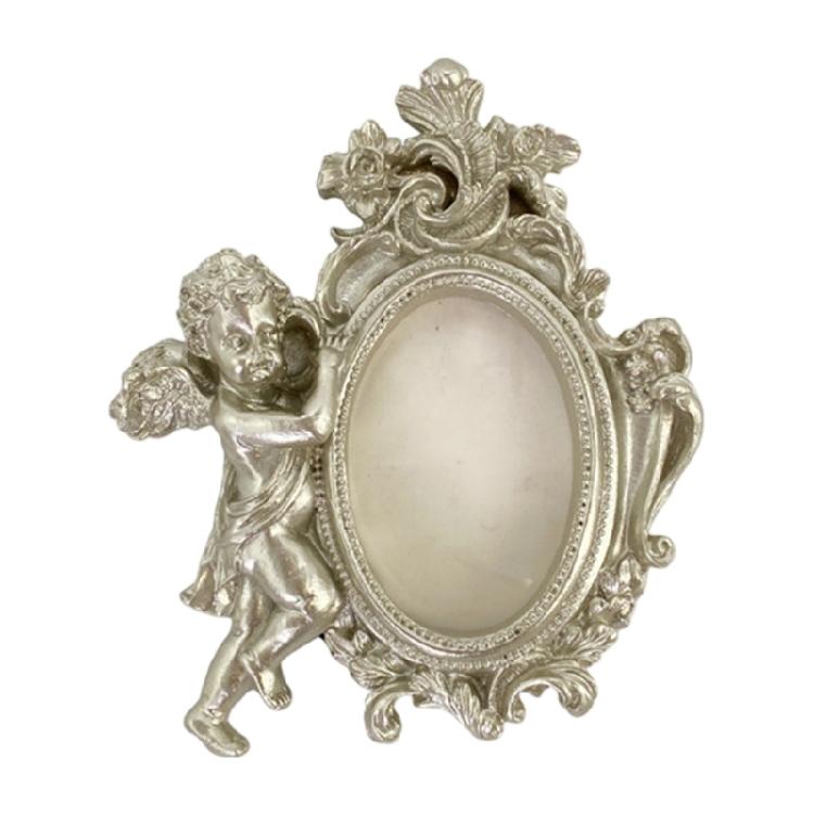 Victorian Resin Angel Figurine Photo Frame European Carving Picture Frame With Stand & Hook Artistic Photography Display
