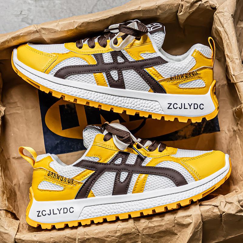 

New summer men s shoes breathable mesh Forrest Gump shoes color matching thick-soled heightening shoes low-top versatile casual shoes 39