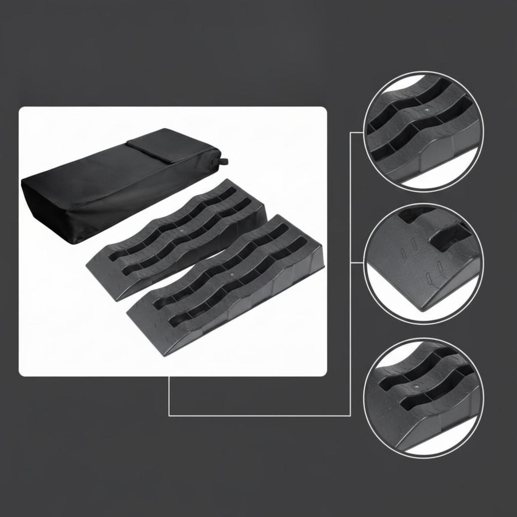 2 Pieces Wheel Ramps with Carrying Bag Leveling Car Ramp Heavy Duty for Campers