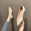 Simple wedge heel thick heel women's shoes autumn new fairy gas shallow mouth pointed head gentle single shoes women