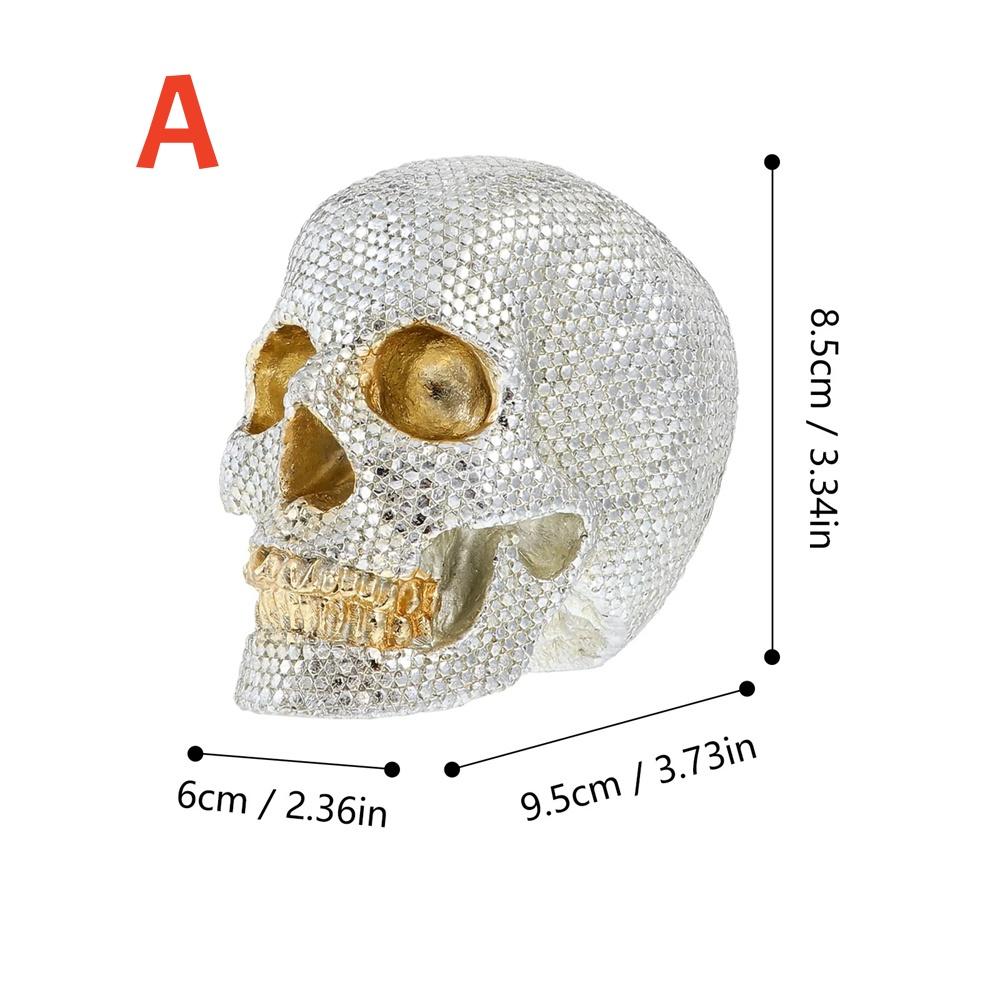 Creative Craft Skull Flowers Sculpture Horror Screw Gear Mechanical Style Statue Home Halloween Skeleton Head Decorative Crafts