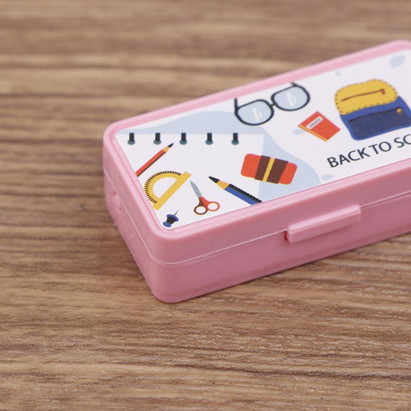 Dollhouse Miniature Stationery Pencil Case School Stationery Box Desk Ornaments Model Toys For Doll House Accessories