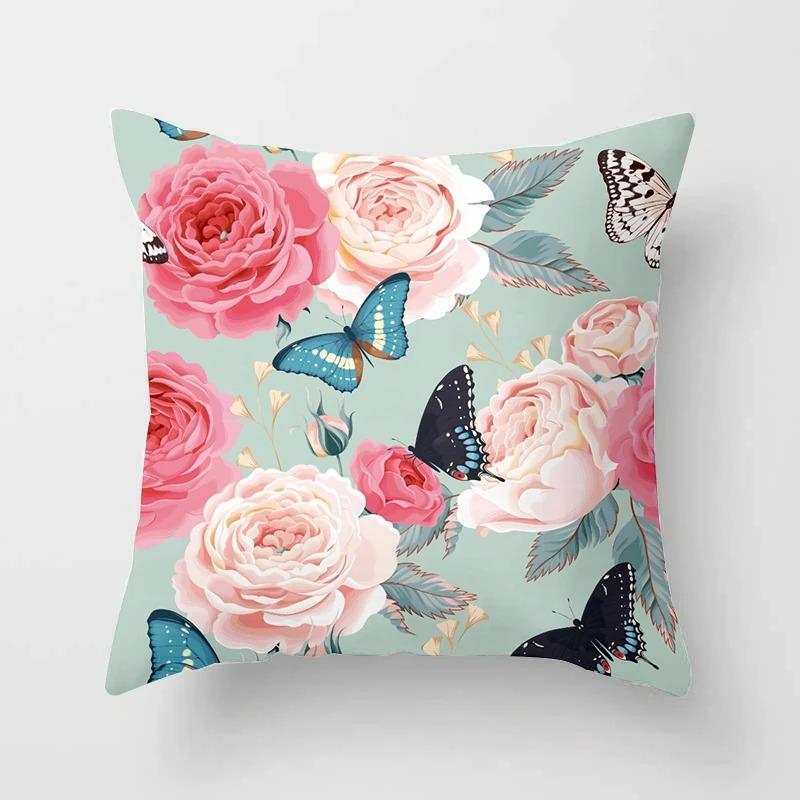 Colorful Flower Butterfly Pillowcase Office Living Room Car Ornaments Home Pillowcase