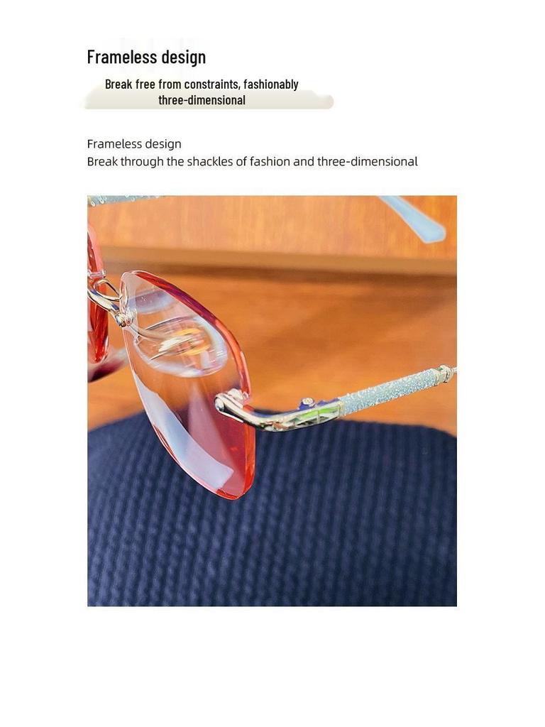 Baby's Breath Frameless Anti-Blue Light Glasses: Trendy Blush Square Frame for Women