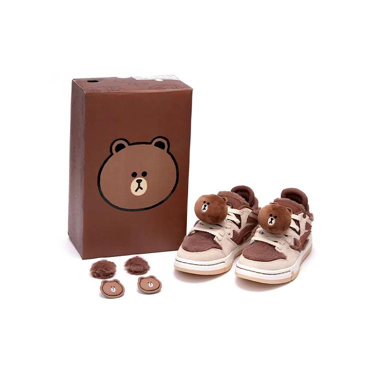 

Li Ning x LINE FRIENDS Wave Pro Коричневий Ведмедик Нековзкі, Стійкі до стирання, Легкі Низькі Скейтбордичні Кросівки AECR052-1 35