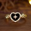 Vintage Gold Color Heart-shaped Rings for Women Aesthetic Fashion Jewelry Wedding Gift