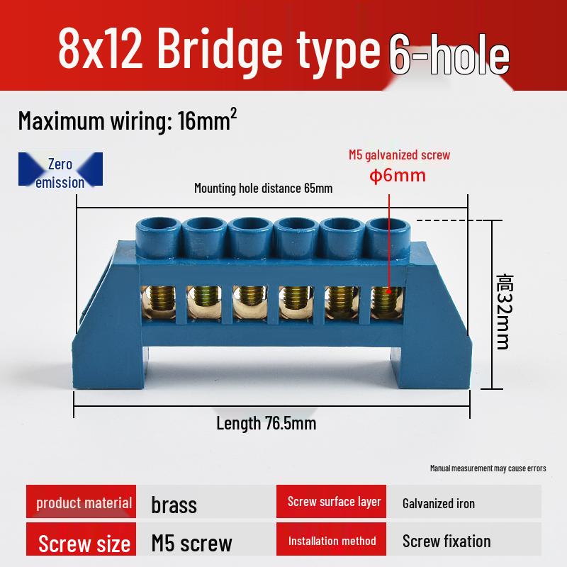 Neutral Copper Busbar 8*12 with 4/6/8/10 Holes for High Current Server Room Grounding Terminal