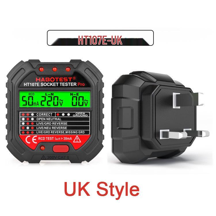 HABOTEST HT107 Series Pro RCD Socket Tester (Models: HT107E, HT107D, HT107B) - EU, UK, US Versions
