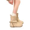 Retro Fashion Versatile Short Tube Thin Boots Autumn Round Head Bow Soft Sole Comfortable Lace-up Martin Boots Women