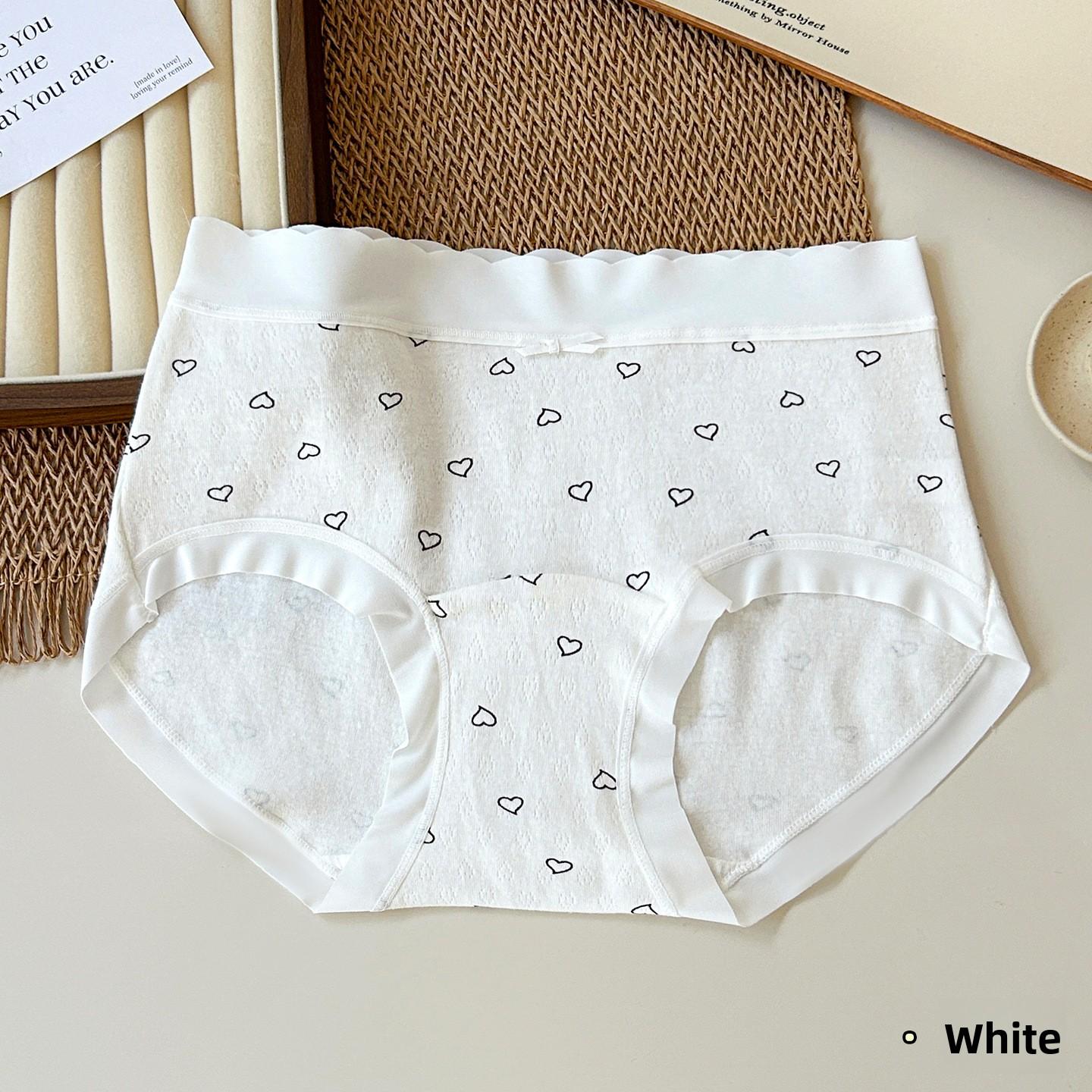 Women s Summer New Sweet Cotton 10A Antibacterial Extended Mid Waisted Briefs M белый