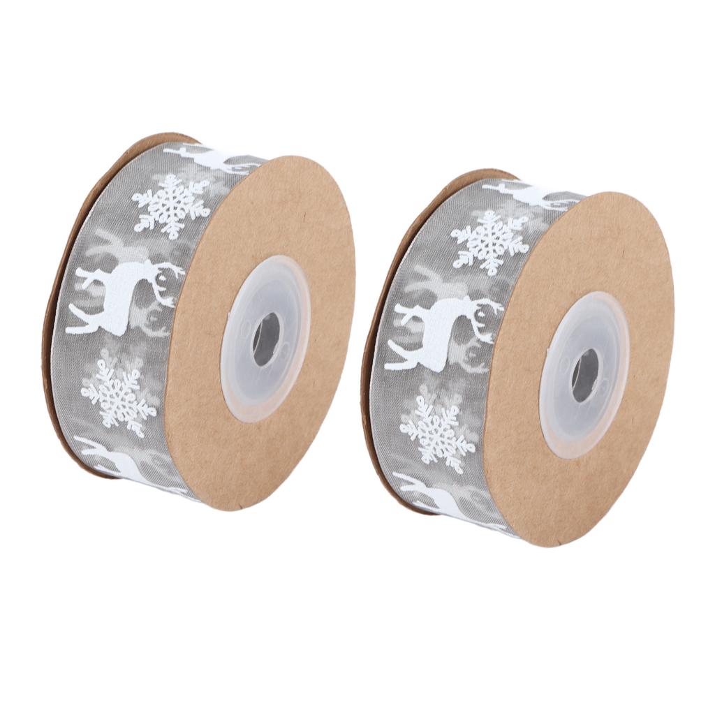 Ribbon 10m Multipurpose Gray Printing Christmas Decoration Snowflake Deer Ribbon Decoration