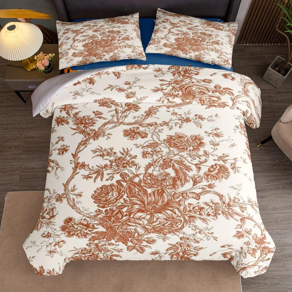 French Rural Toile De Jouy Art Duvet Cover Set Uk Single Double Queen Us Twin Full King Size Among Bed Linen Set