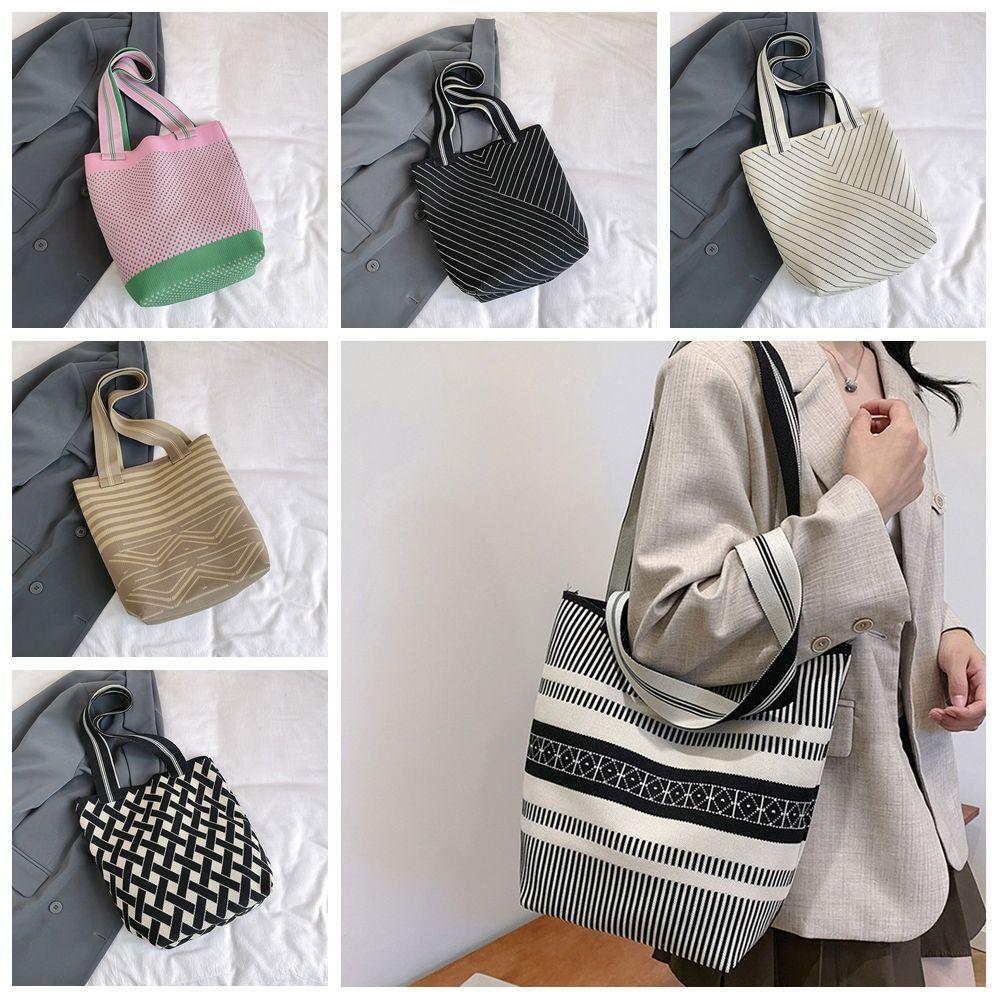 Shopping Bag Color Blocking Bucket Bag Large Capacity Casual Shoulder Bag  Outdoor