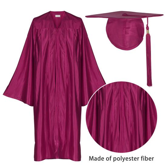 1 Set Unisex Graduation Robe Hat Set Front Zipper Loose V Neck Loose Tassel Year Tag College Bachelor Doctor Master