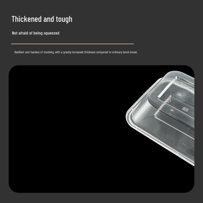 WS Disposable 650ml 2-Compartment Rectangular Food Containers with Lids