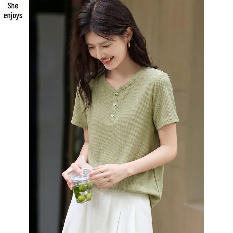 Women s V-Neck Casual Short Sleeve T-Shirt XL