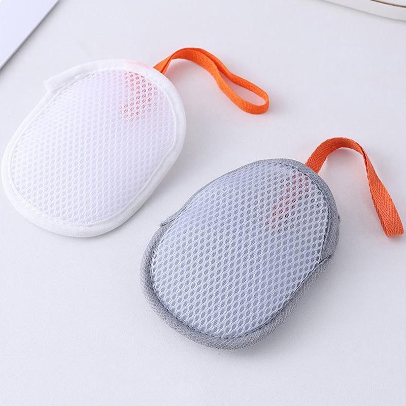 Bath Cleansing Foaming Net Double-Sided Soap Bag Body Exfoliating Scrubber Sponges Bathroom Mesh Soap Pocket