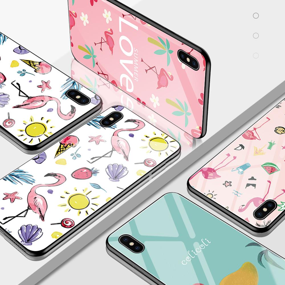 Popular Stylish Ins Tempered Glass Phone Case for iPhone Samsung Galaxy Infinix TPU Soft Edge Shockproof Cover Cases