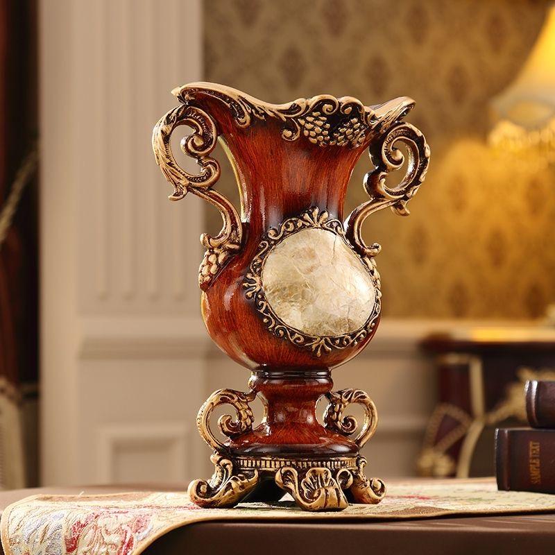 European Resin Vintage Vase Fake Flower Arrangement Ornaments Home Room Desktop Accessories Crafts Coffee Table Decoration Items