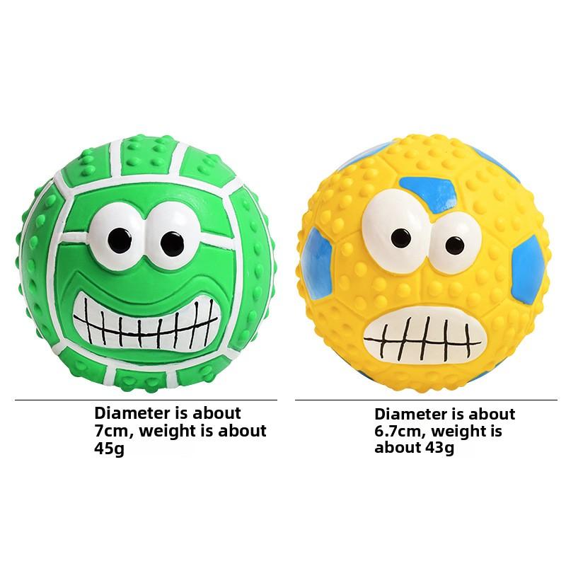 Neues Haustierspielzeug - Latex Lachendes Gesicht mit Geräusch Volleyball Fußball Beißspielzeug gegen Langeweile Kugelförmiges Hundespielzeug