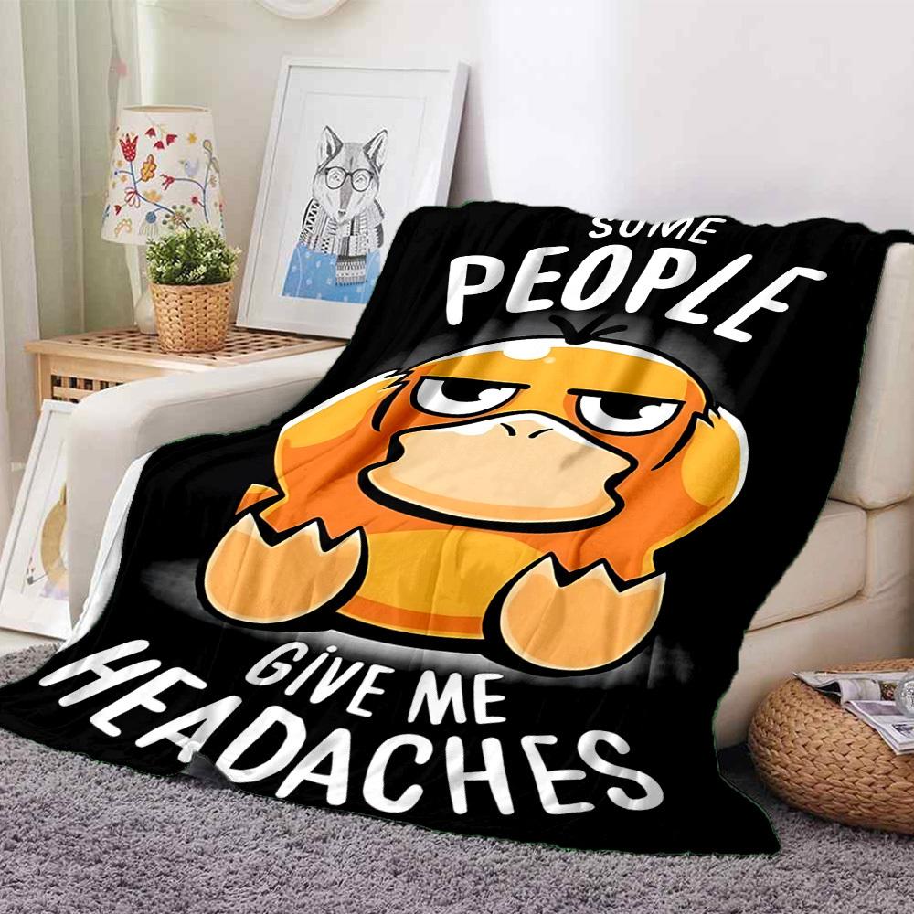 1pc Psyduck Blanket Lightweight Flannel Blanket Throw Blanket For Sofa, Bed, Travel, Camping, Livingroom, Office, Couch