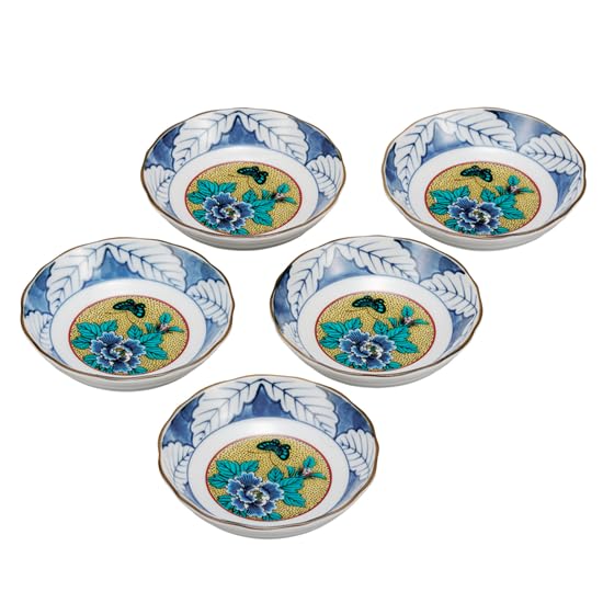 

Kutani ware Iwataya plate set Yoshidaya Botan Kutani ware (3.2) K8-18