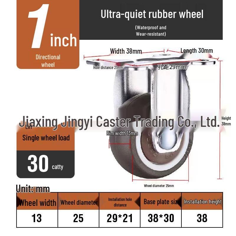 Kółka meblowe z TPE: Rozmiary 1, 1,25, 1,5, 2 cale