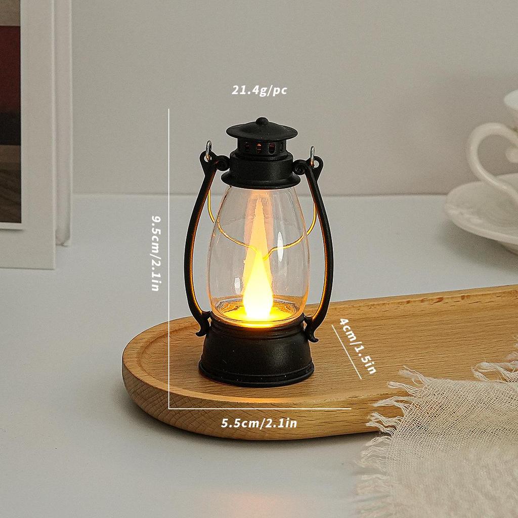 Retro Style Small Lantern Christmas Decoration Pony Lantern LED Candle Kerosene Lamp