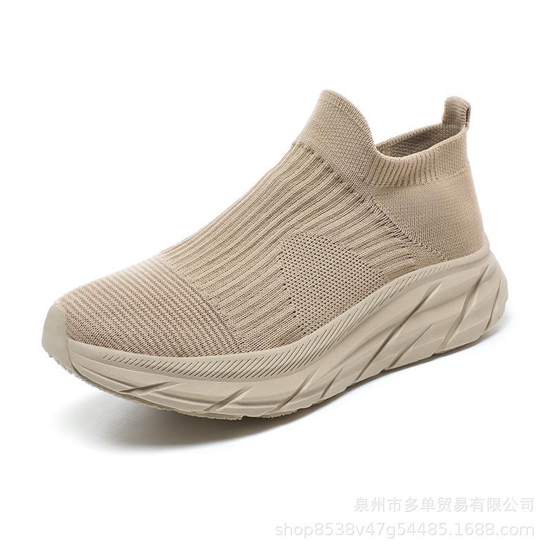 Scarpe casual alla moda con suola spessa ammortizzante, scarpe calzino in rete leggera a maglia fluttuante