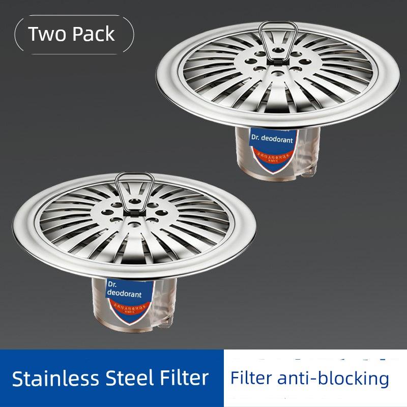Bathroom Floor Drain Hair Strainer Closed Cover Stainless Steel Round Deodorizing Filter Floor Drain Core Inner Core Neutral Small Diameter