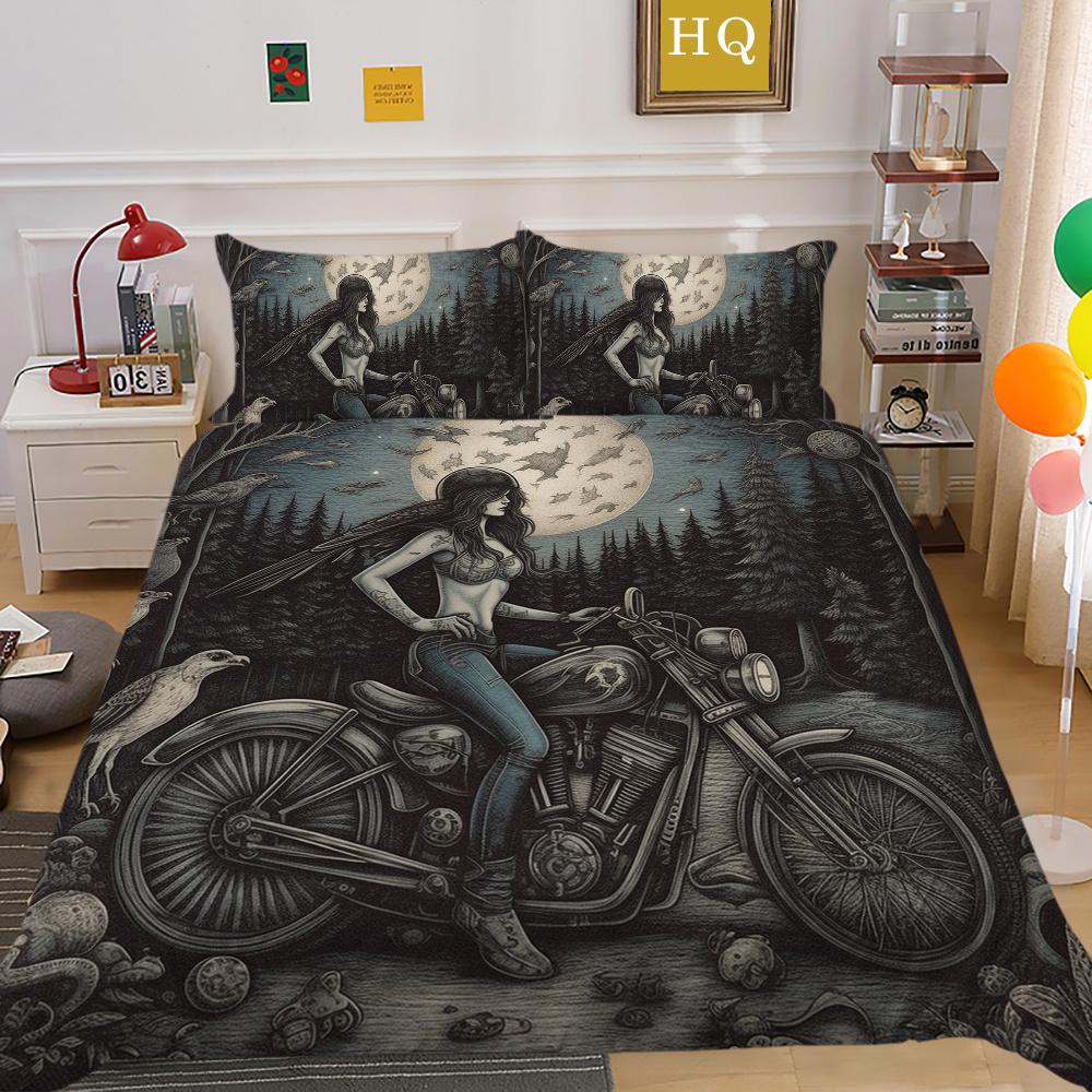 Beauty Skull Printed Bedding Cover Suit Fashion Home Bedclothes King Size Man Boy Cool Duvet Cover Bedroom Decoration
