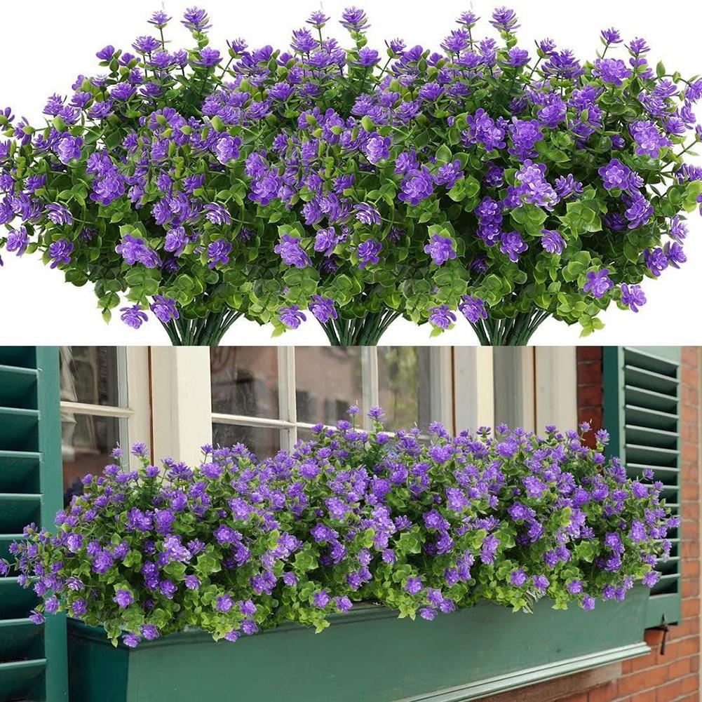 Faux Plants Artificial Flowers Garden Setting As Shown 12 Bundles Lifelike Aesthetic Low Maintenance Odorless Plastic For Home