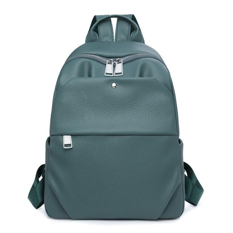 

Fashion lychee pattern simple backpack large capacity retro commuter women s bag soft leather casual versatile college student schoolbag one size fits all синій