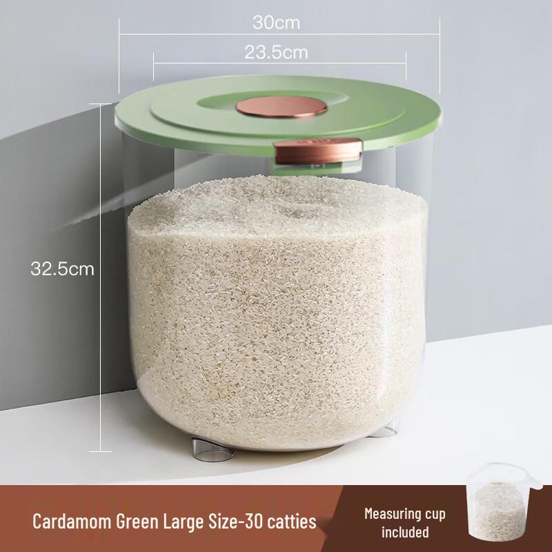 ZISIZ Kitchen Sealed Rice & Grain Storage Box with Measuring Cup